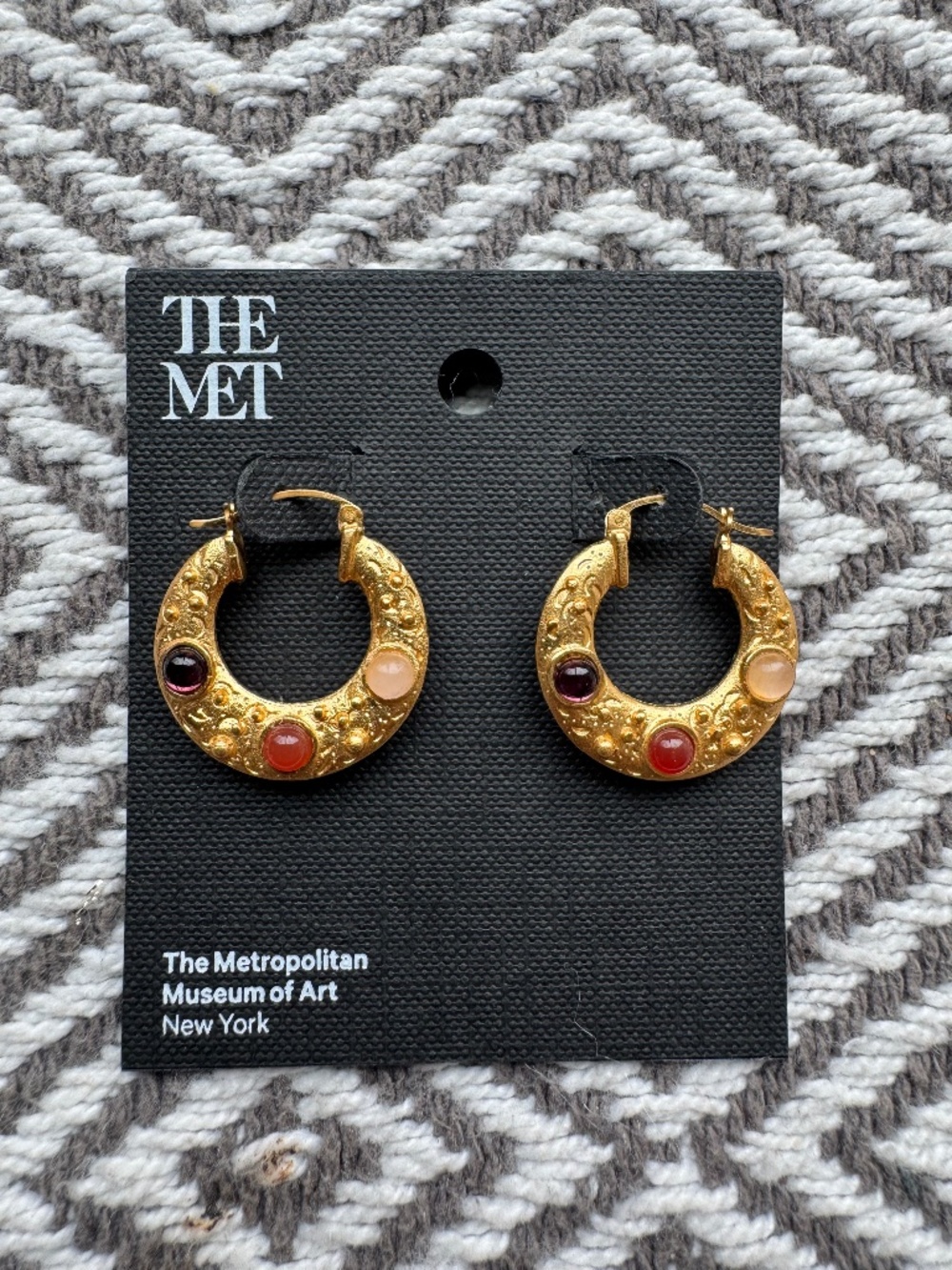 Cypriot Cabochon Crescent Earrings Gold Tone from The Met